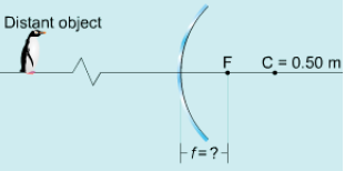 Question image for What is the mirror’s focal length in the figure s